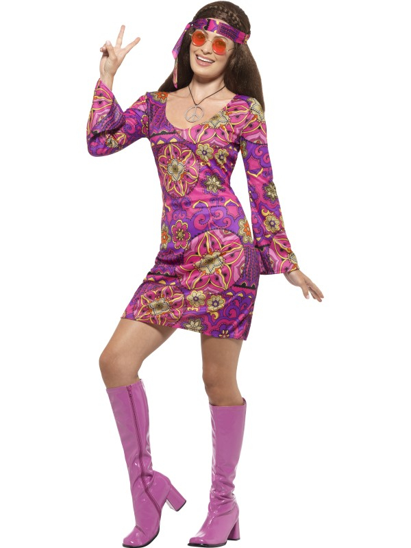 Roze Woodstock Hippie kostuum